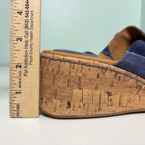 Boc Blue Suede Cork Wedge Sandals 9 - Picture 11 of 11